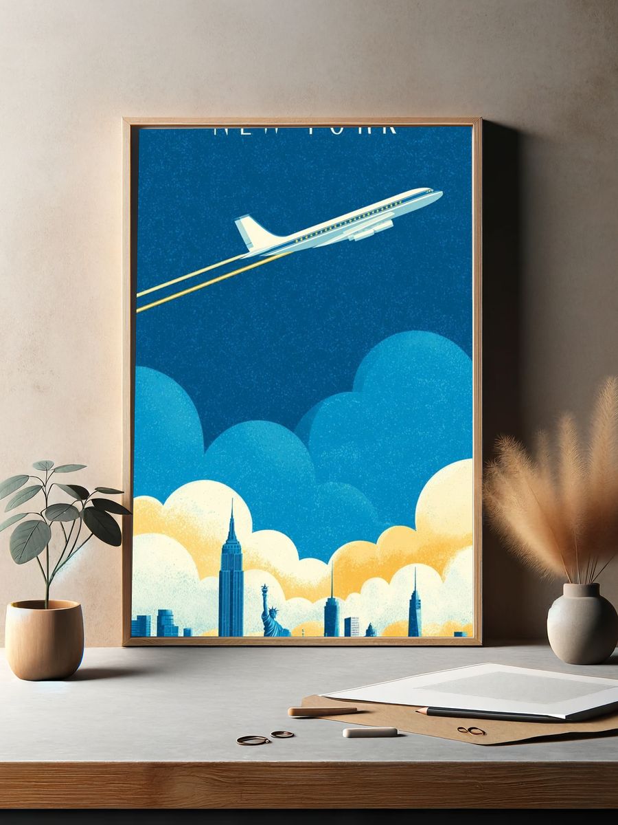 New York — Vintage Travel Print. — room view 2