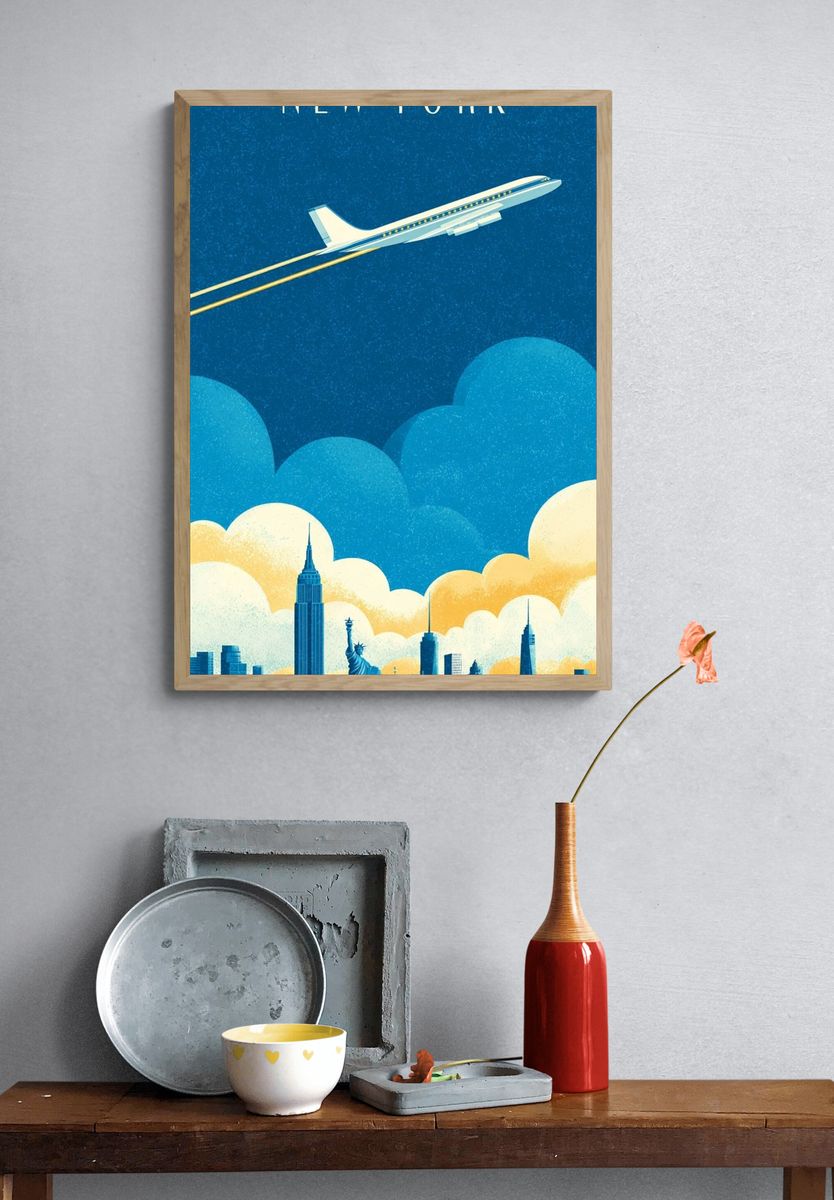 New York — Vintage Travel Print. — room view 3