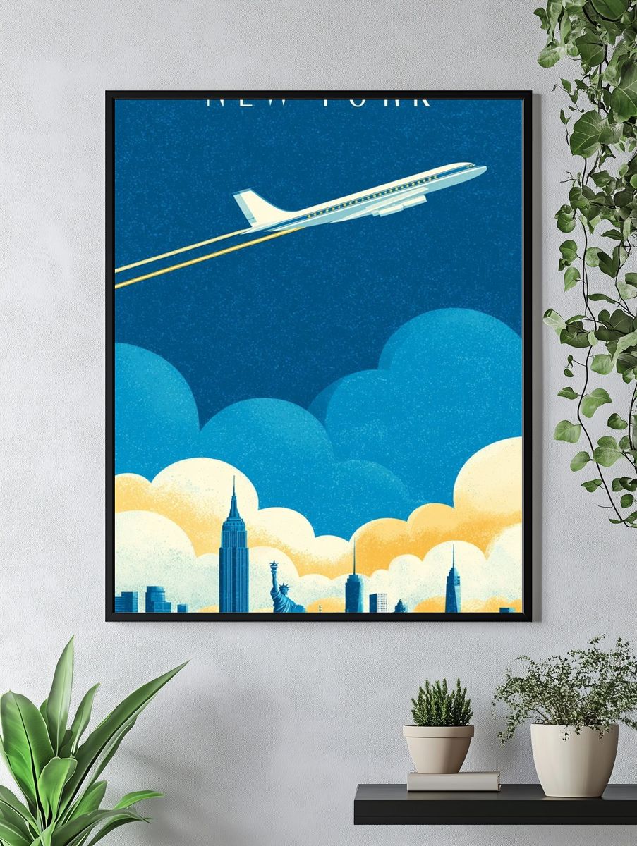 New York — Vintage Travel Print. — room view 4