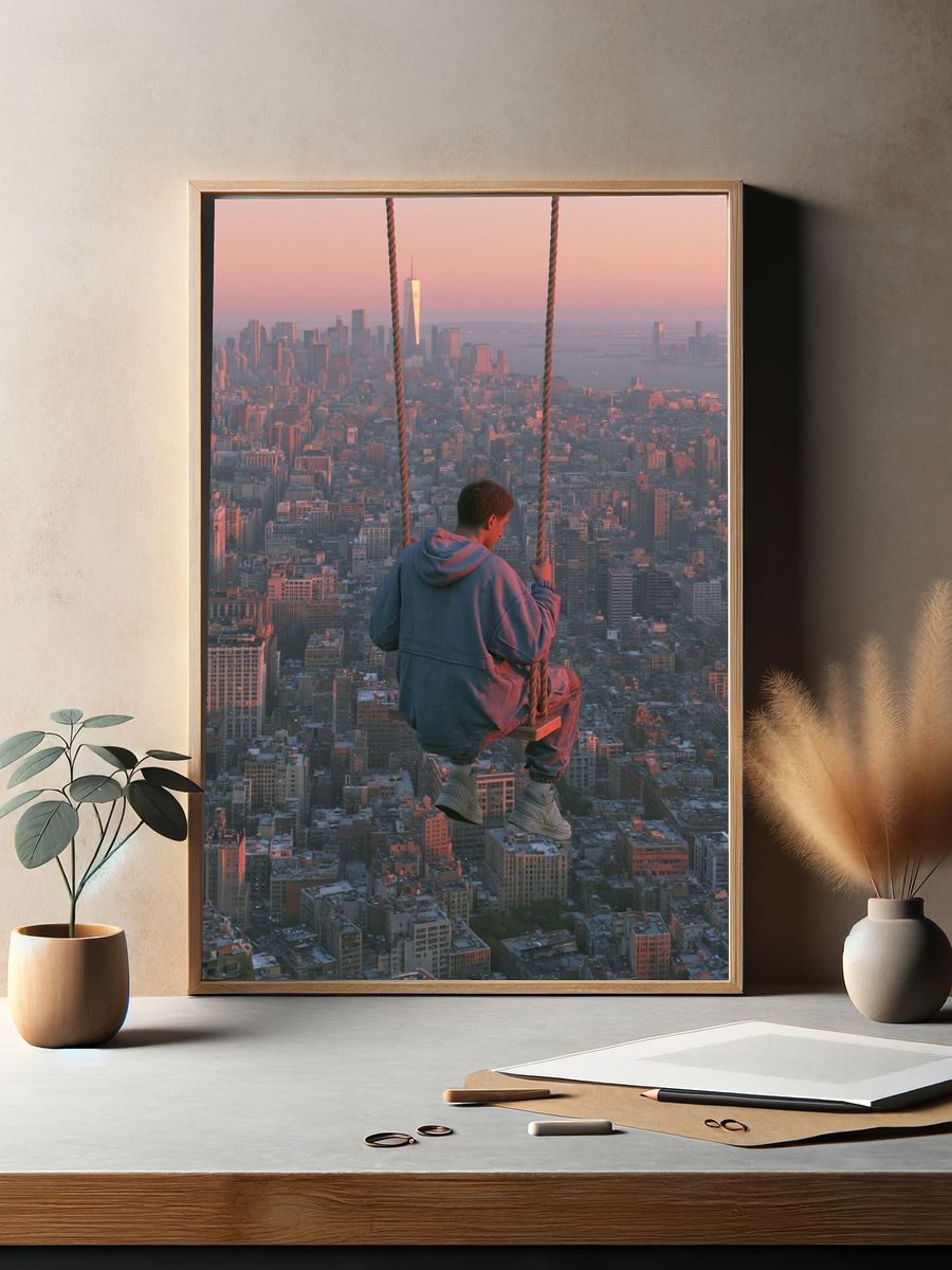 New York Swing Sunset Poster. — room view 2
