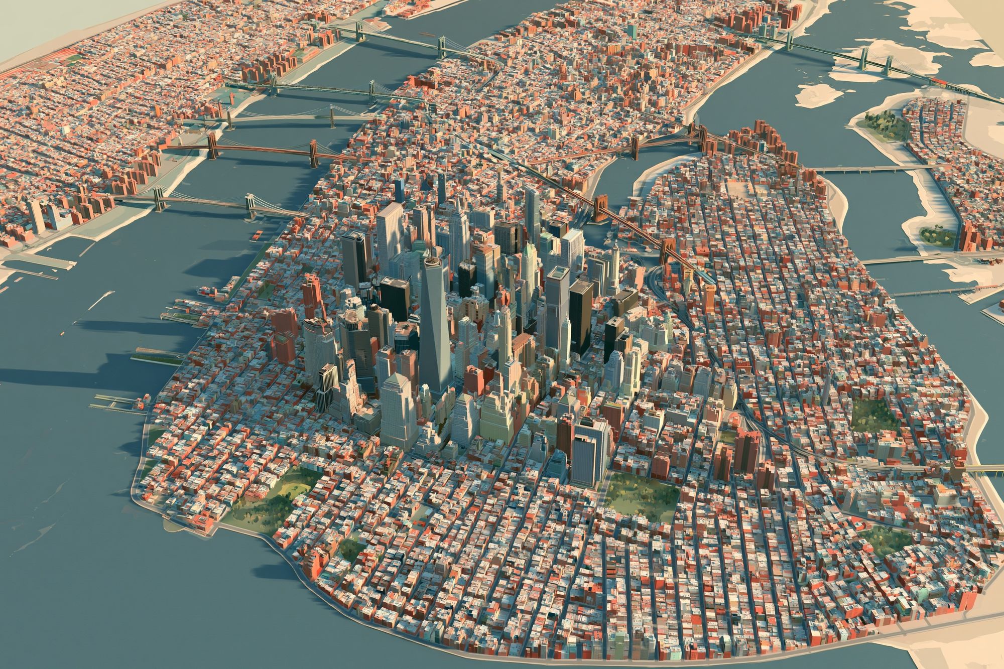 New York City Aerial Print. poster detail