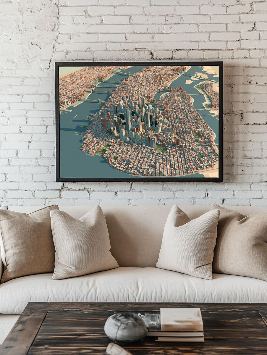 New York City Aerial Print. room preview