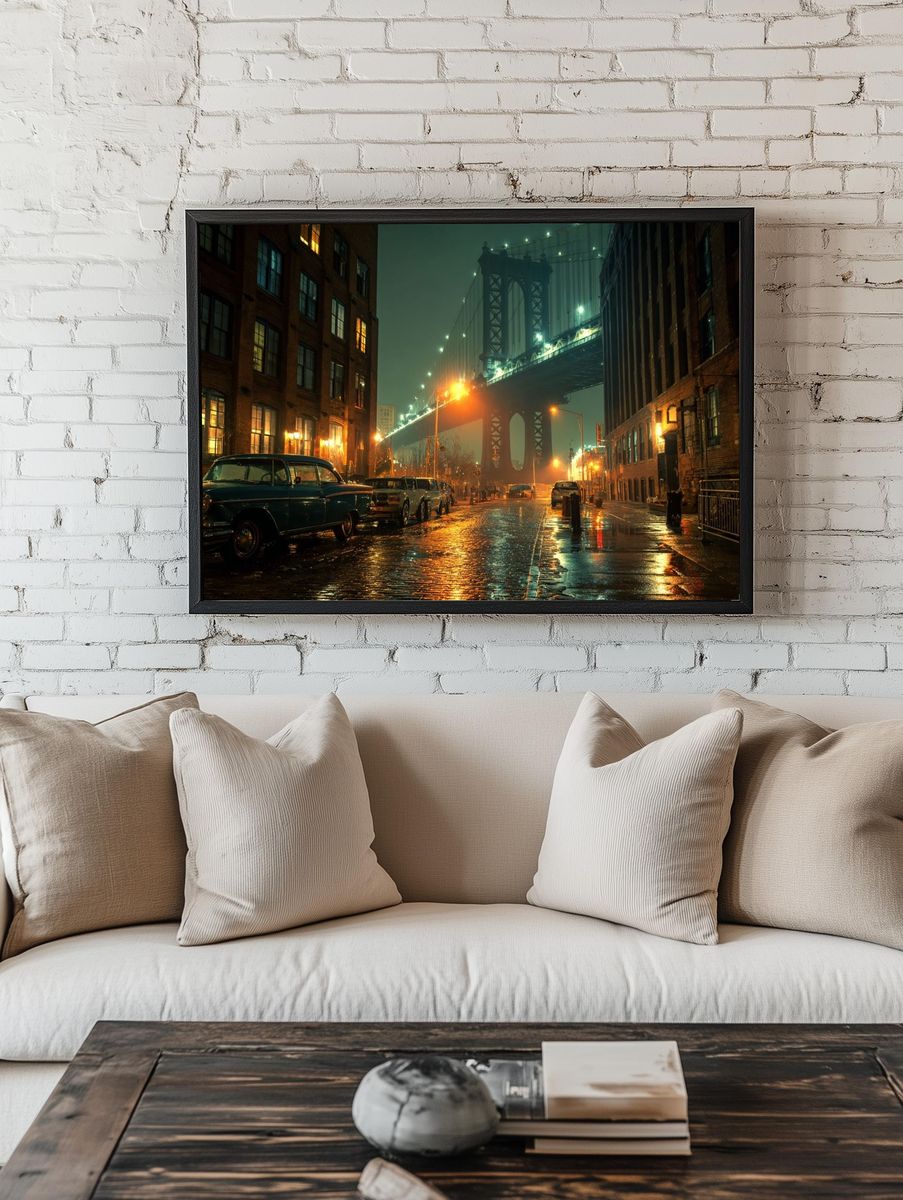 Brooklyn Bridge Night Street Poster. — room view 1