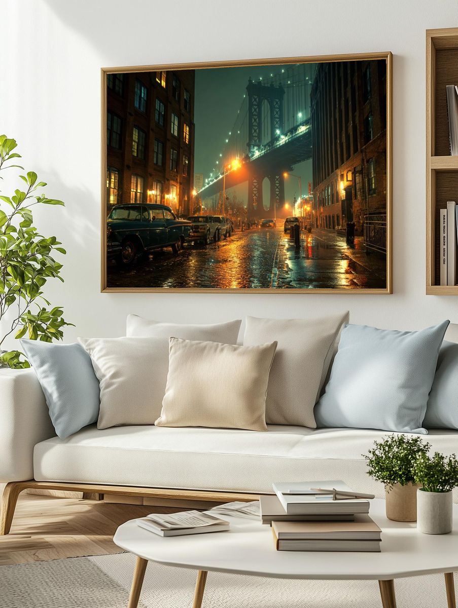 Brooklyn Bridge Night Street Poster. — room view 2