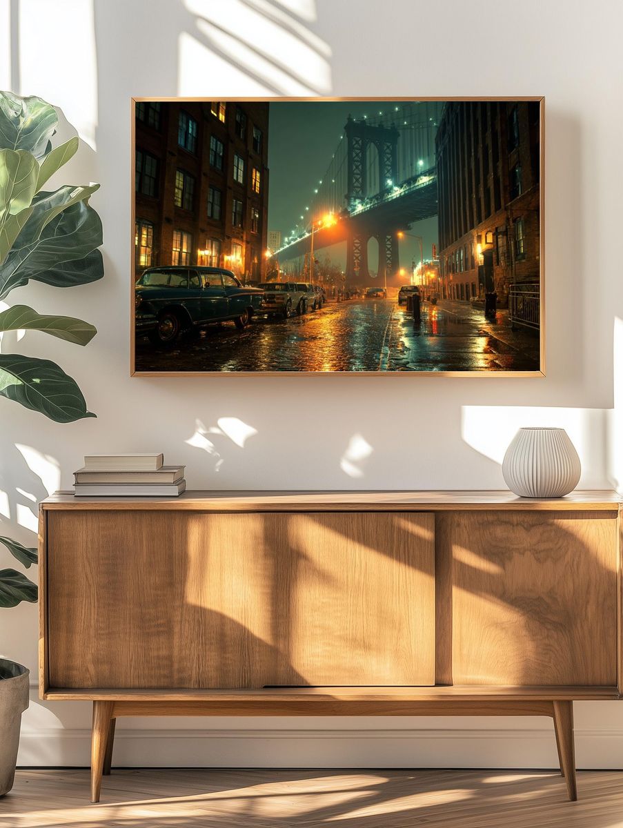 Brooklyn Bridge Night Street Poster. — room view 3