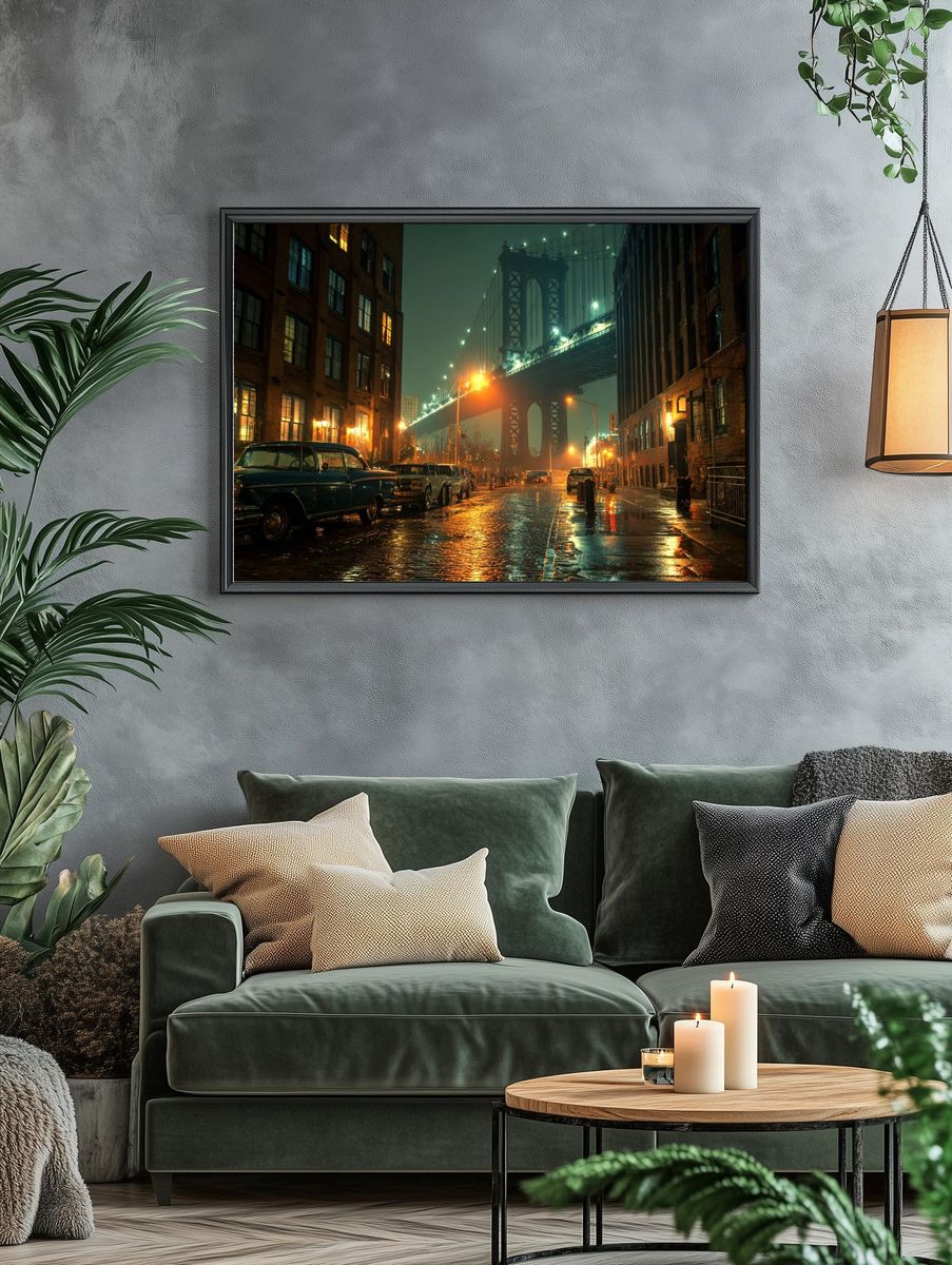 Brooklyn Bridge Night Street Poster. — room view 4