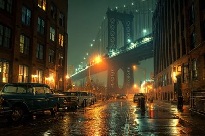 Brooklyn Bridge Night Street Poster. poster print