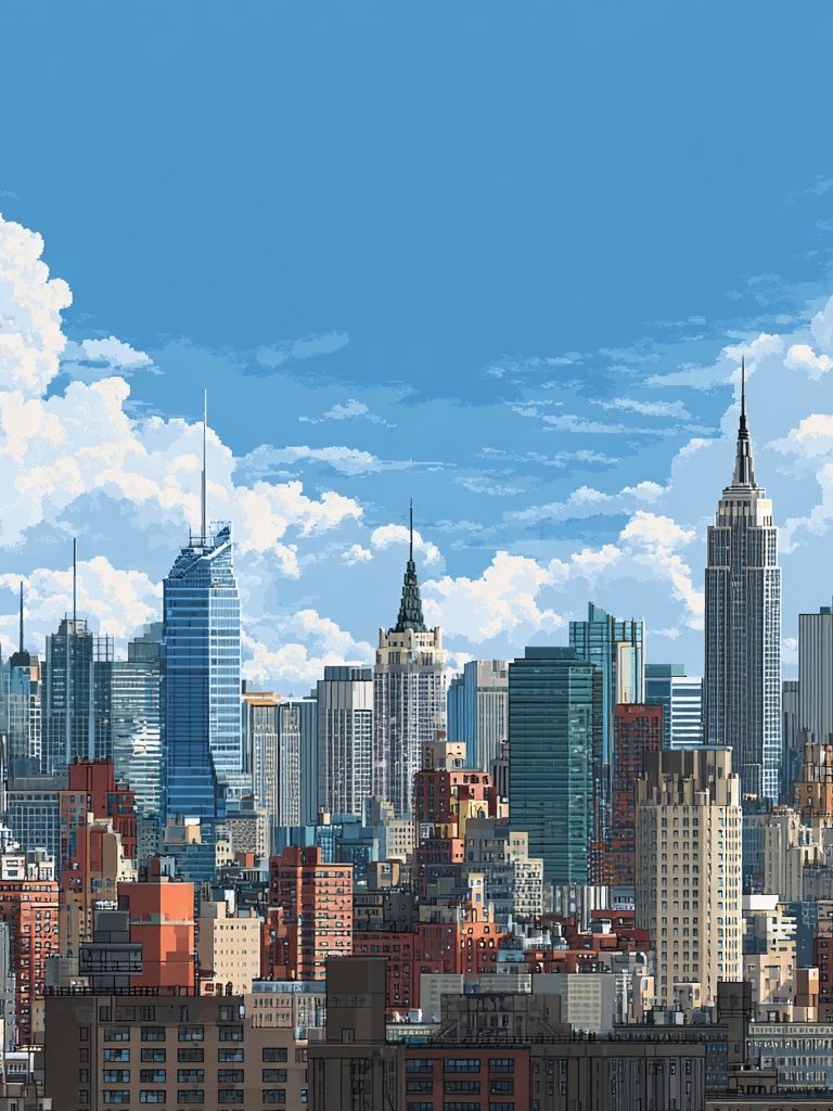 New York Skyline Cityscape Print. poster — maps-travel art