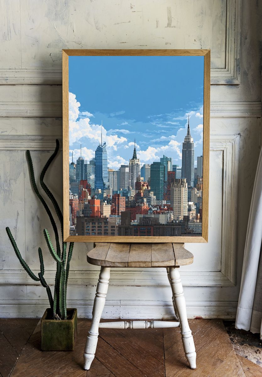 New York Skyline Cityscape Print room preview
