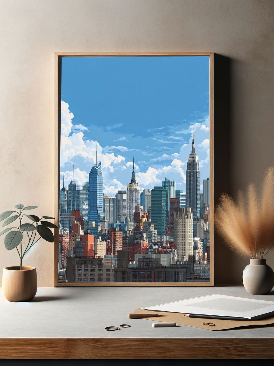 New York Skyline Cityscape Print. — room view 2
