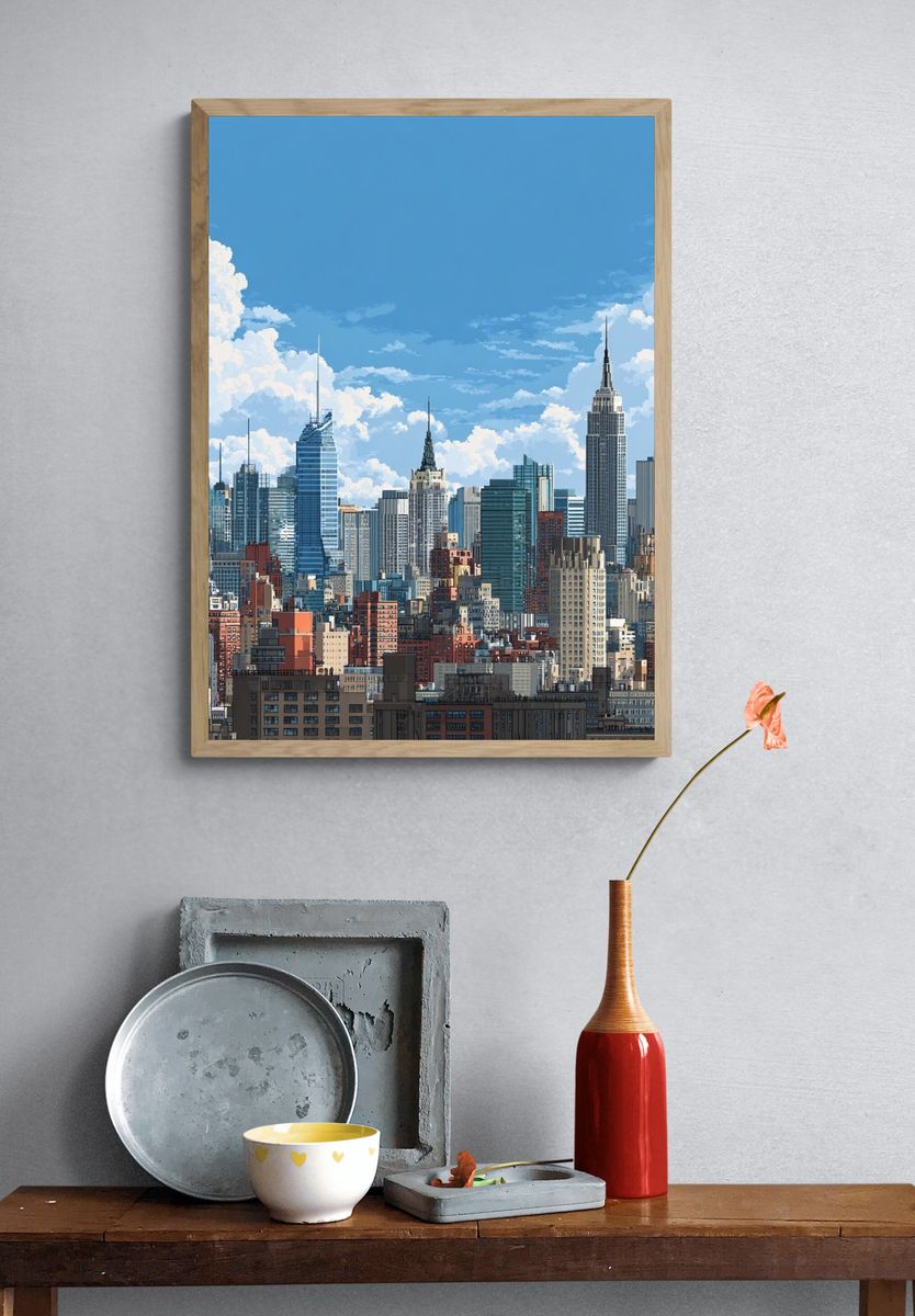New York Skyline Cityscape Print. — room view 3