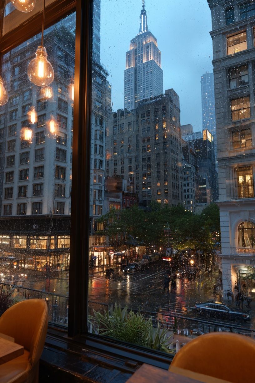 Empire State Building Rainy Night Poster. poster — photography art