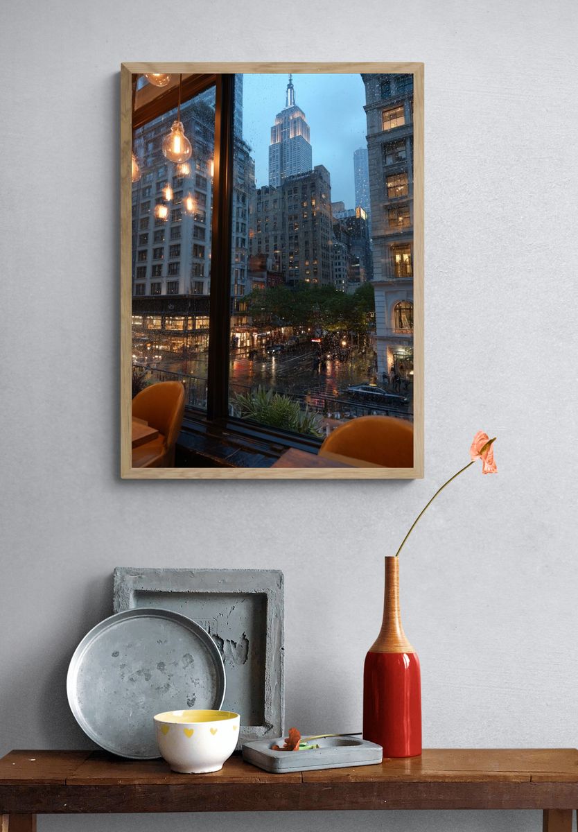 Empire State Building Rainy Night Poster. — room view 3