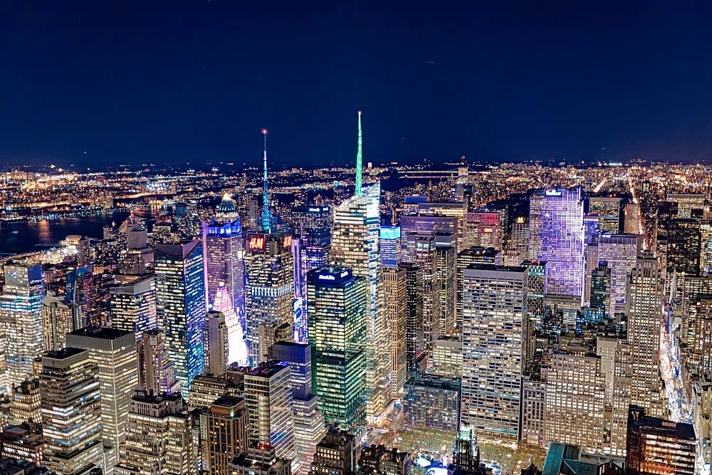 New York City Skyline at Night — Photography Print. poster detail