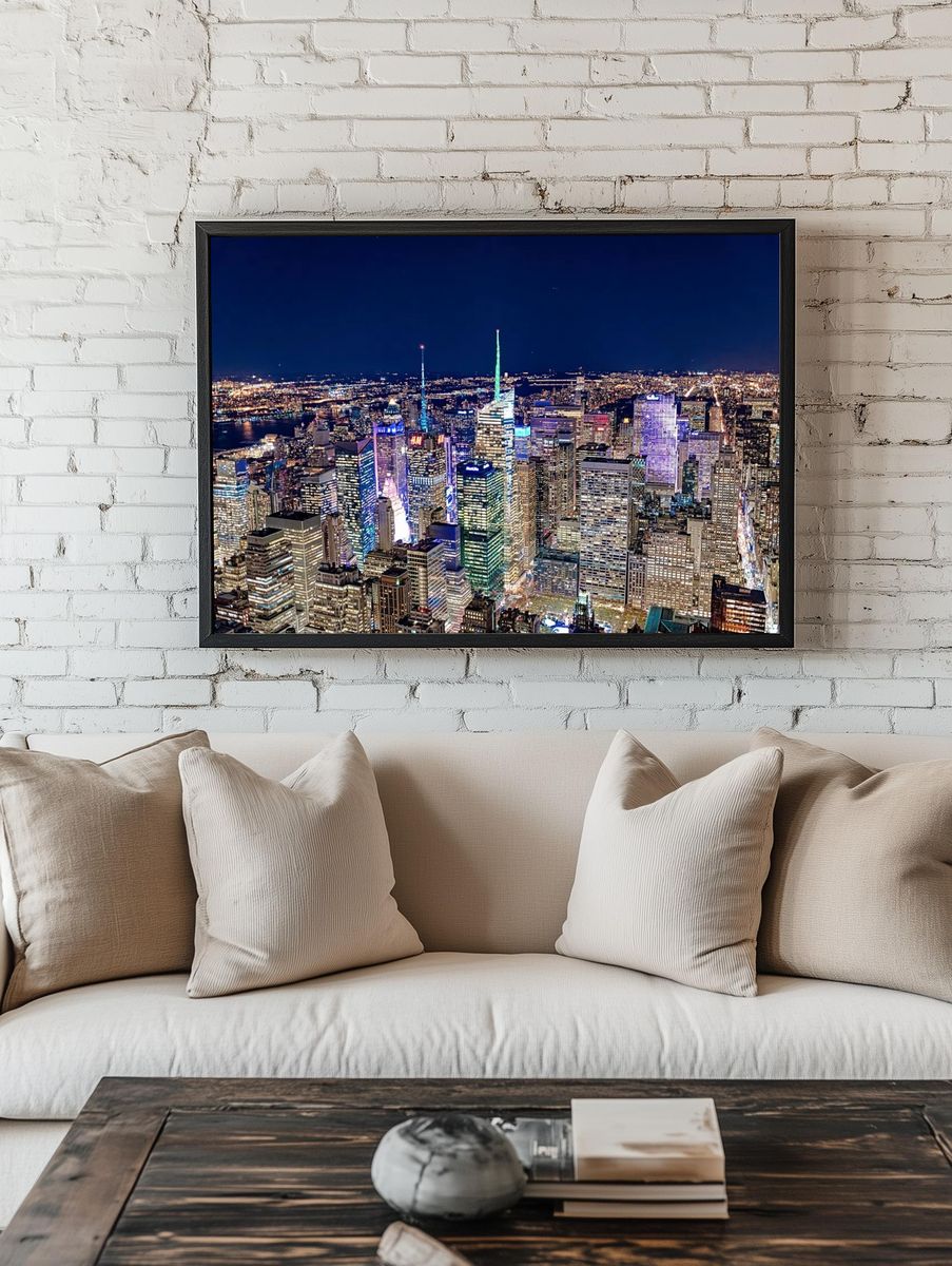 New York City Skyline at Night — Photography Print. — room view 1