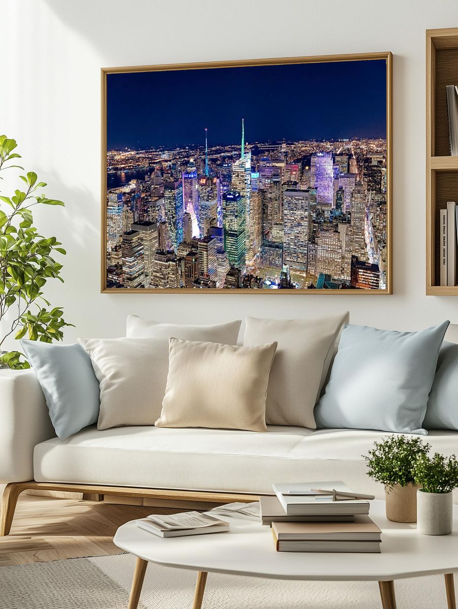 New York City Skyline at Night — Photography Print. — room view 2