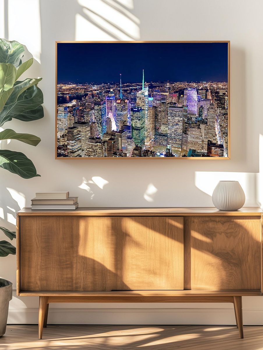 New York City Skyline at Night — Photography Print. — room view 3