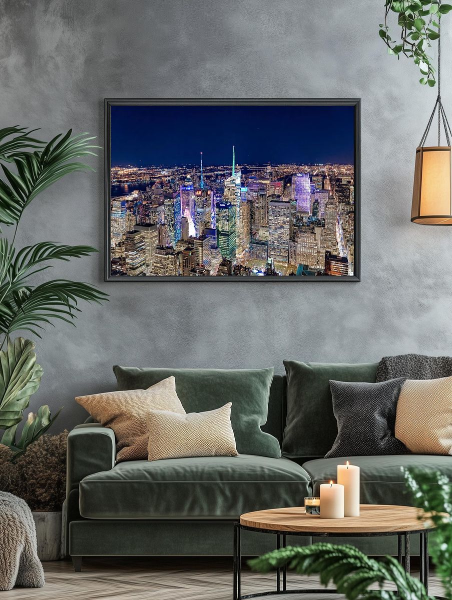 New York City Skyline at Night — Photography Print. — room view 4