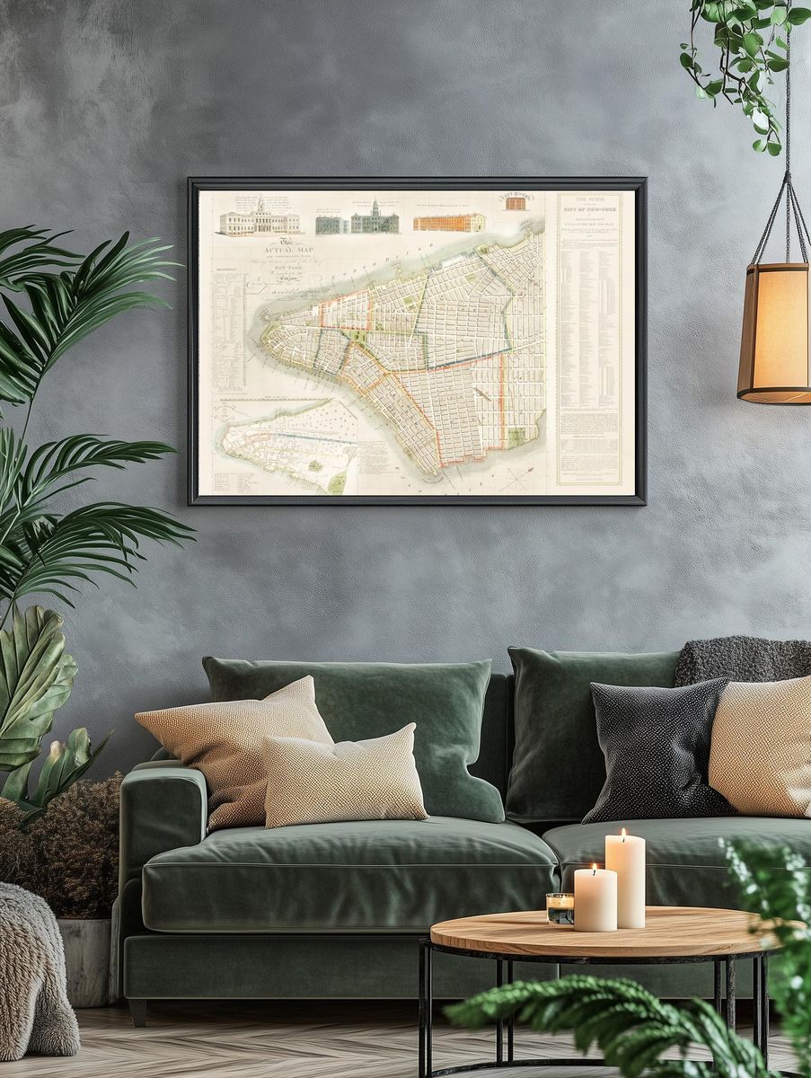 Historical Map of New York City — Vintage Print. — room view 4