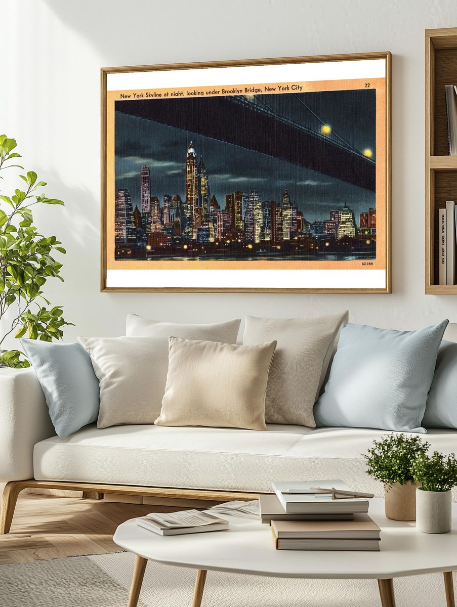 New York Skyline at Night — Vintage Print. — room view 2