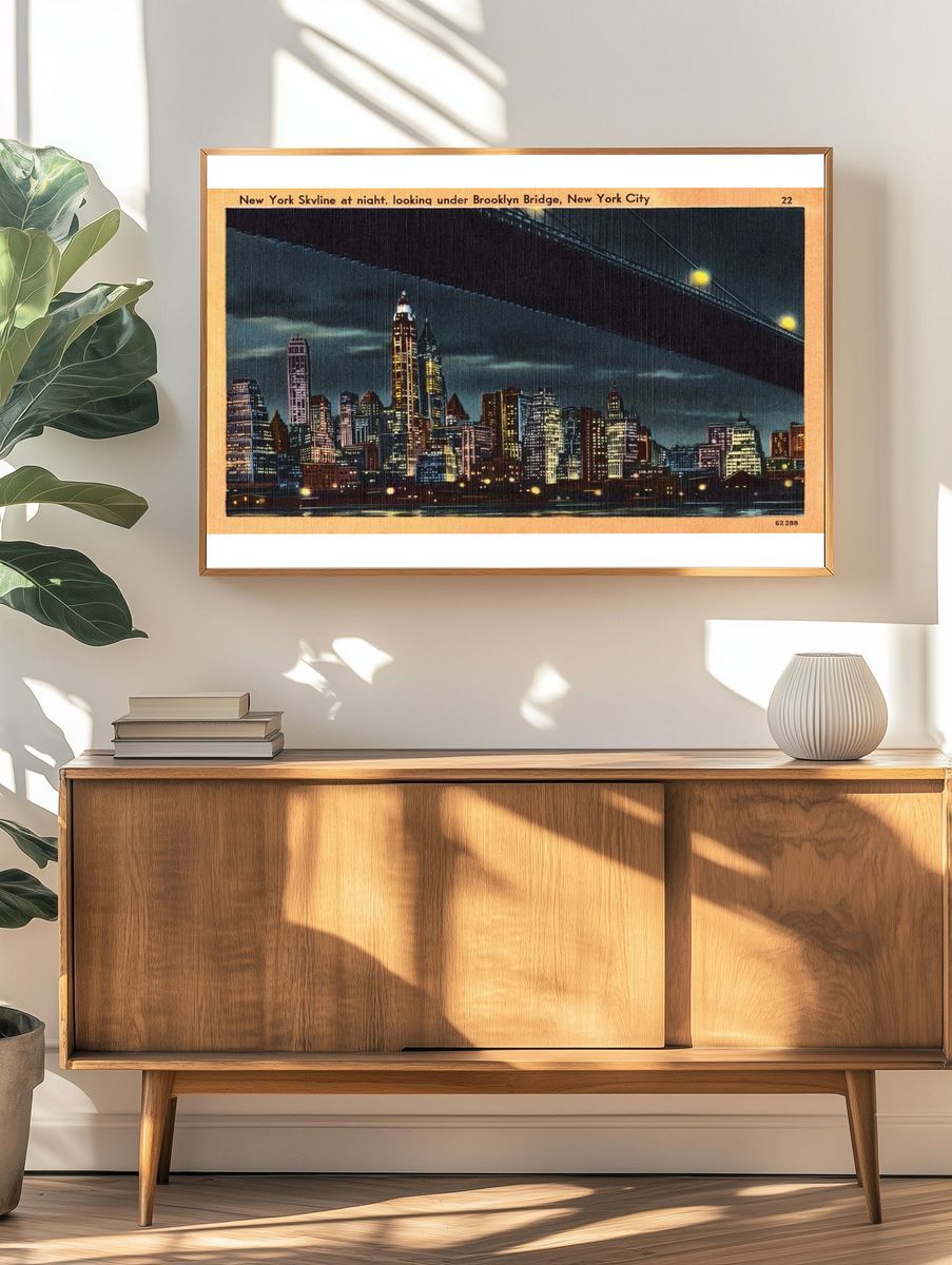 New York Skyline at Night — Vintage Print. — room view 3