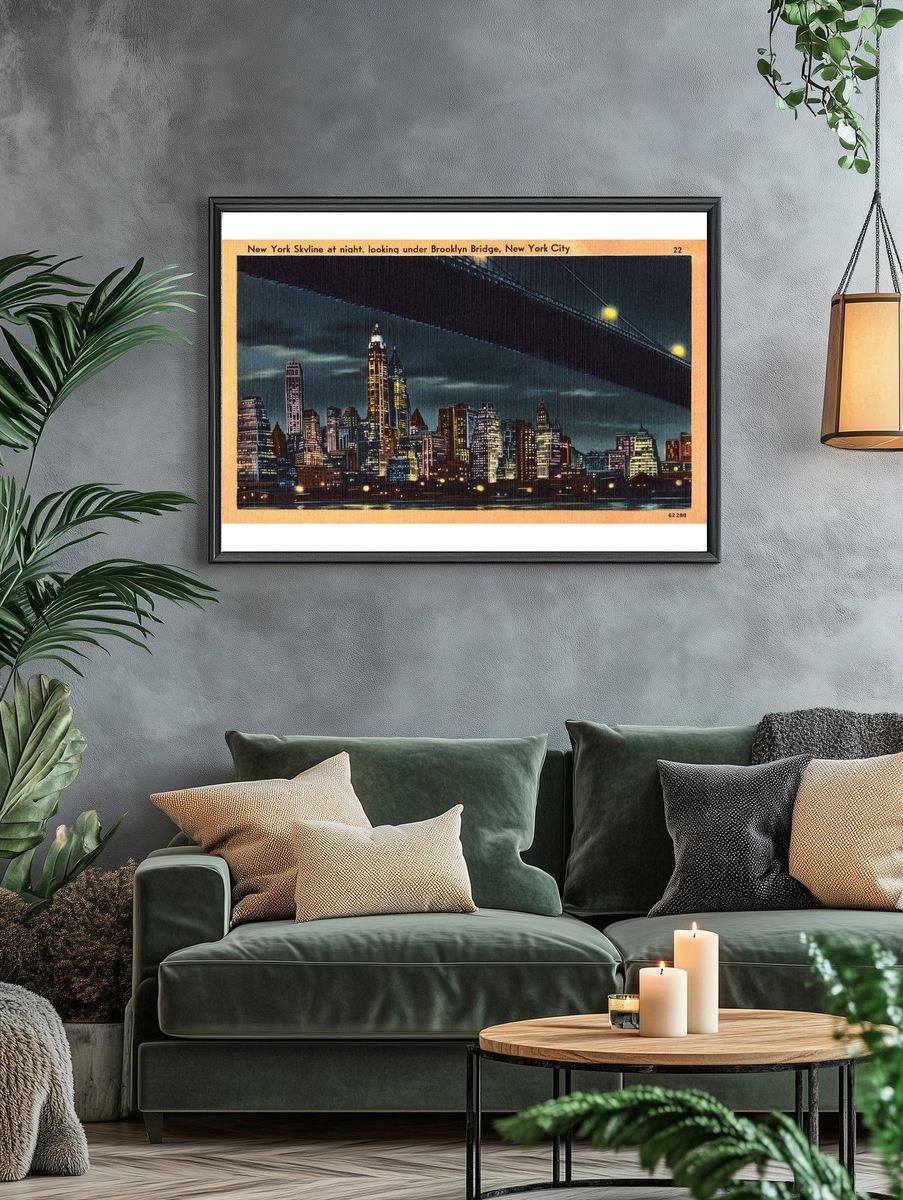 New York Skyline at Night — Vintage Print. — room view 4