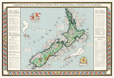 Map of New Zealand — Vintage Print