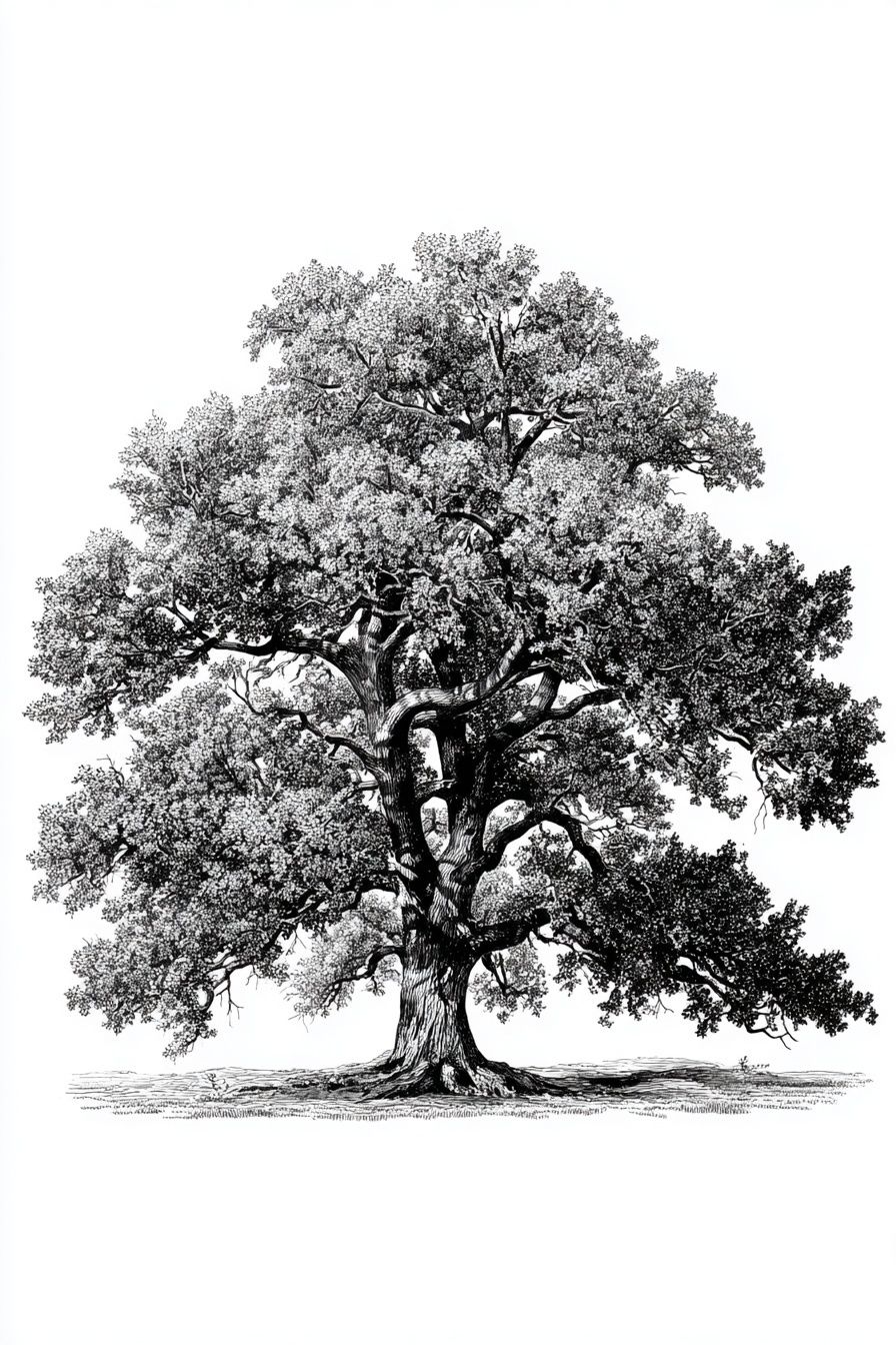 Majestic Oak Tree — Illustration Print. poster detail