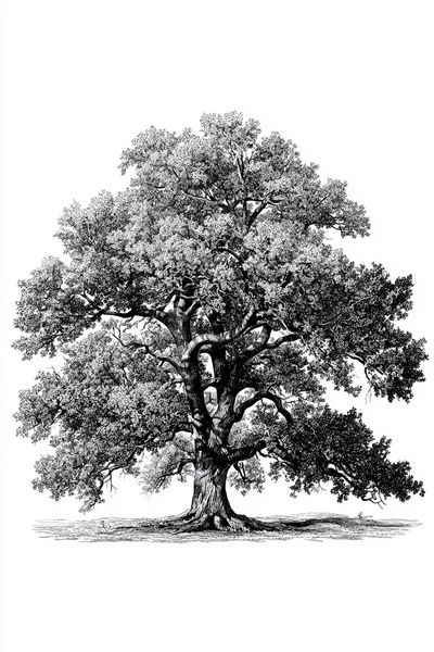 Majestic Oak Tree — Illustration Print. poster