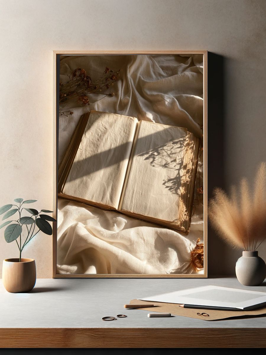 Open Book Still Life Poster. — room view 2