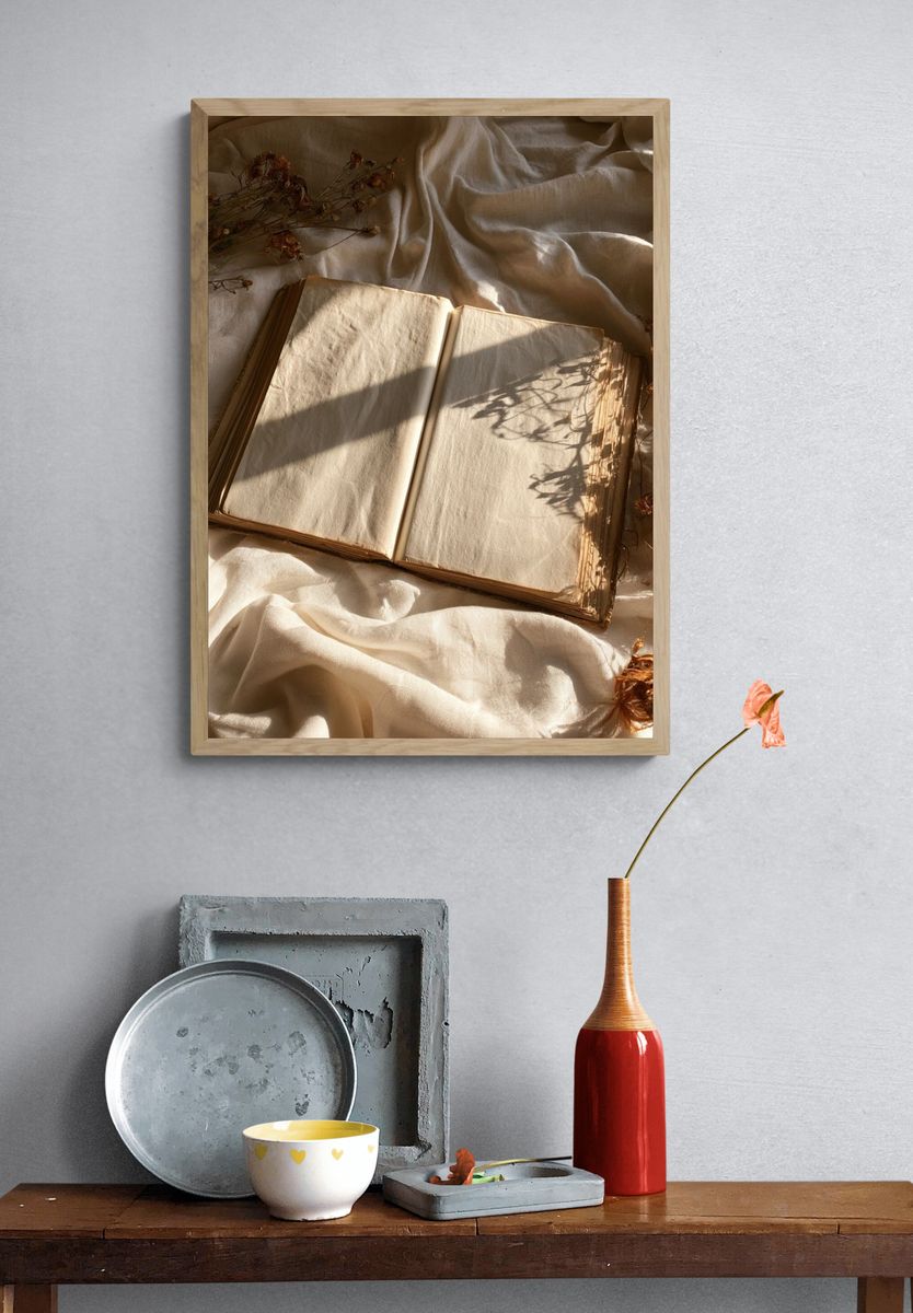 Open Book Still Life Poster. — room view 3