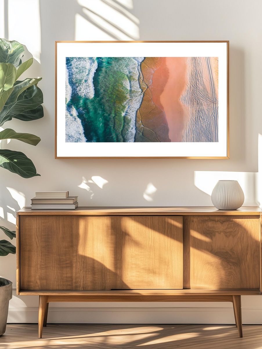 Ocean Waves and Sandy Beach Poster. — room view 3