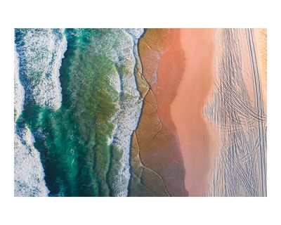 Ocean Waves and Sandy Beach Poster.