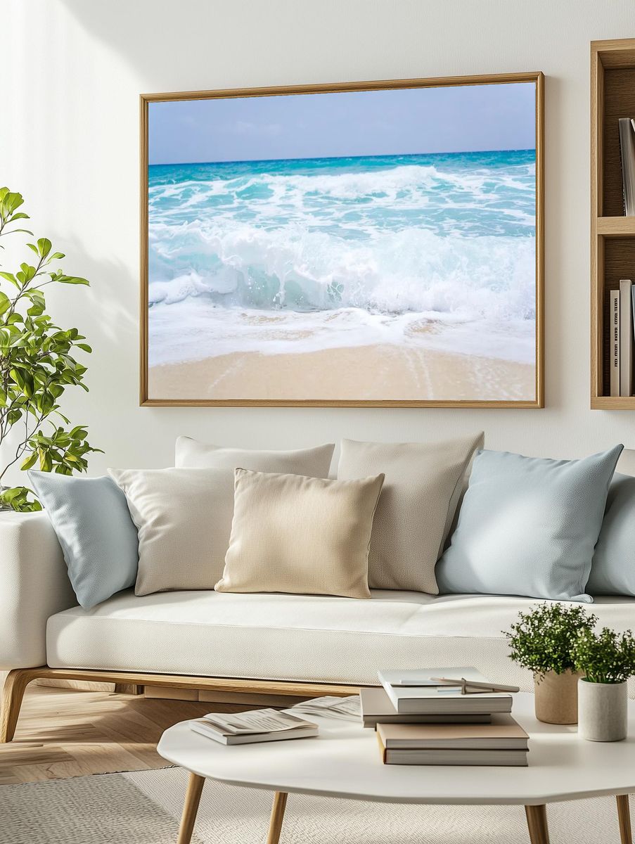 Ocean Waves — Nature Print. — room view 2