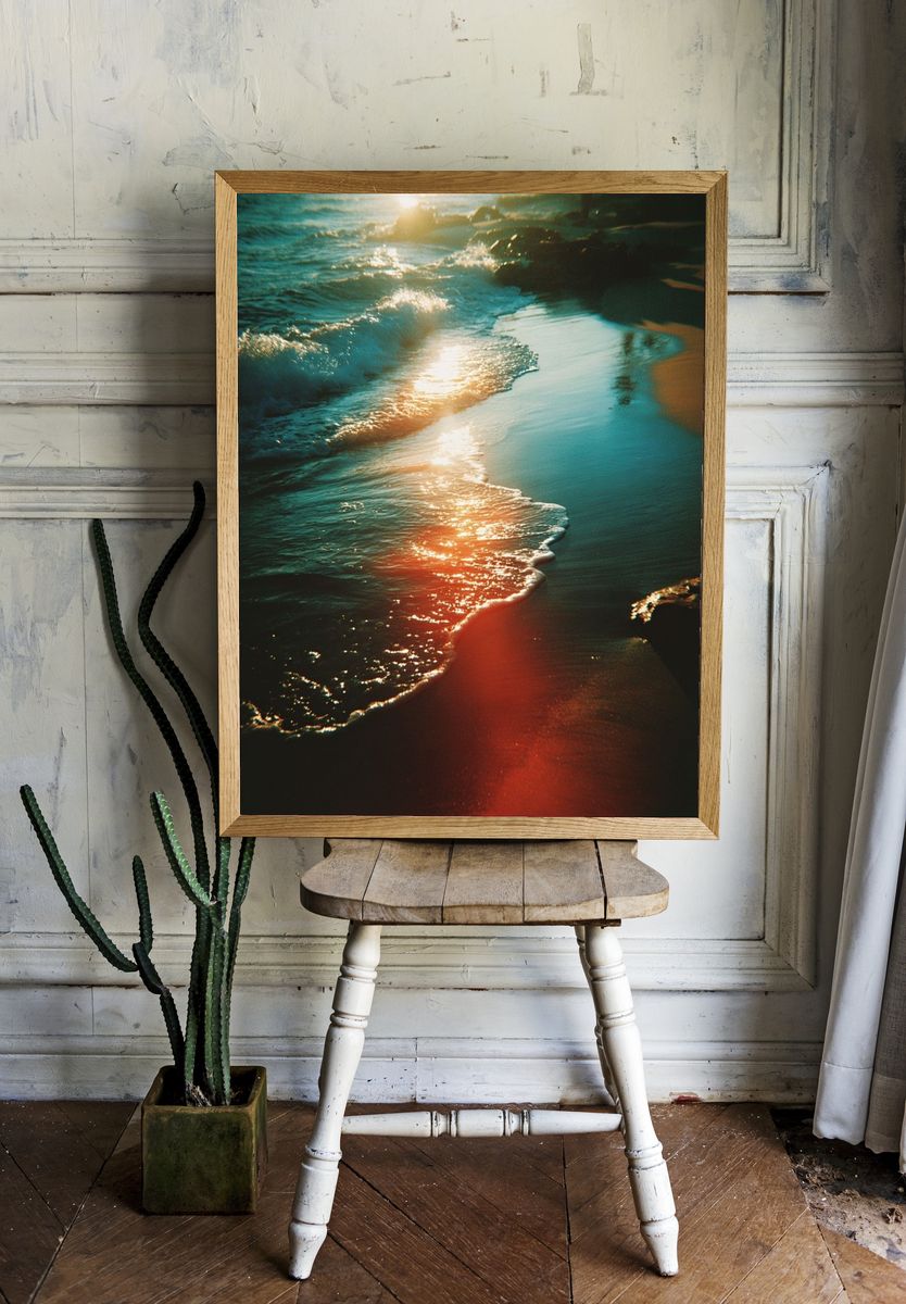 Sunset Waves — Photography Print. — room view 1