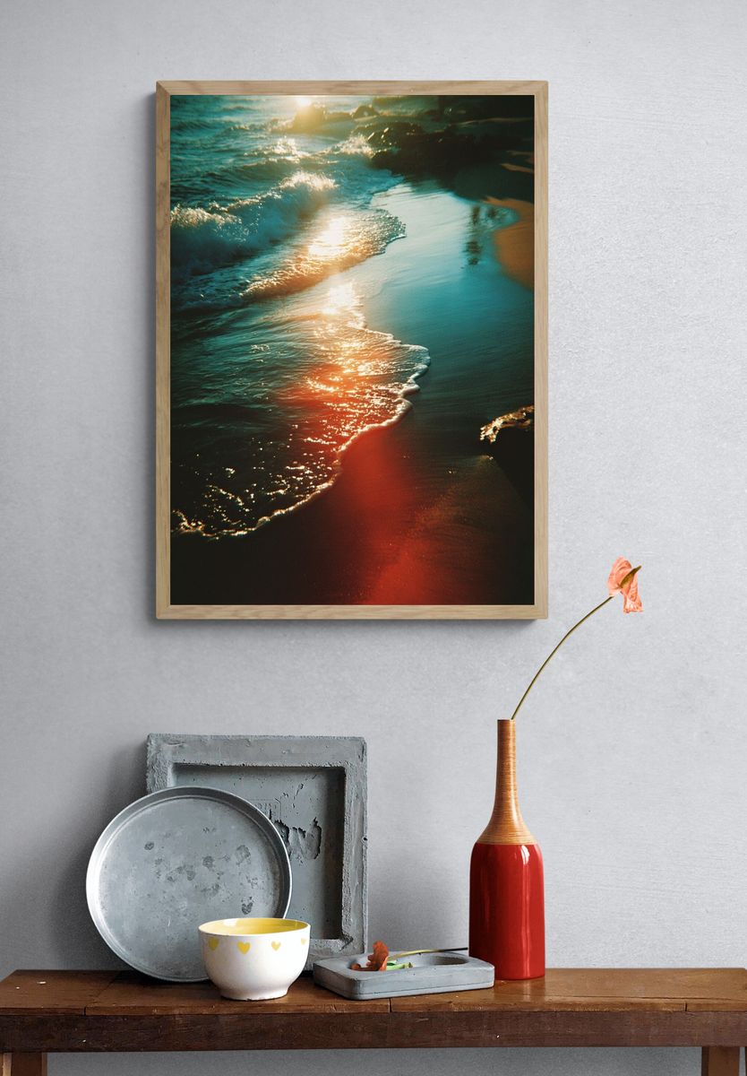 Sunset Waves — Photography Print. — room view 3