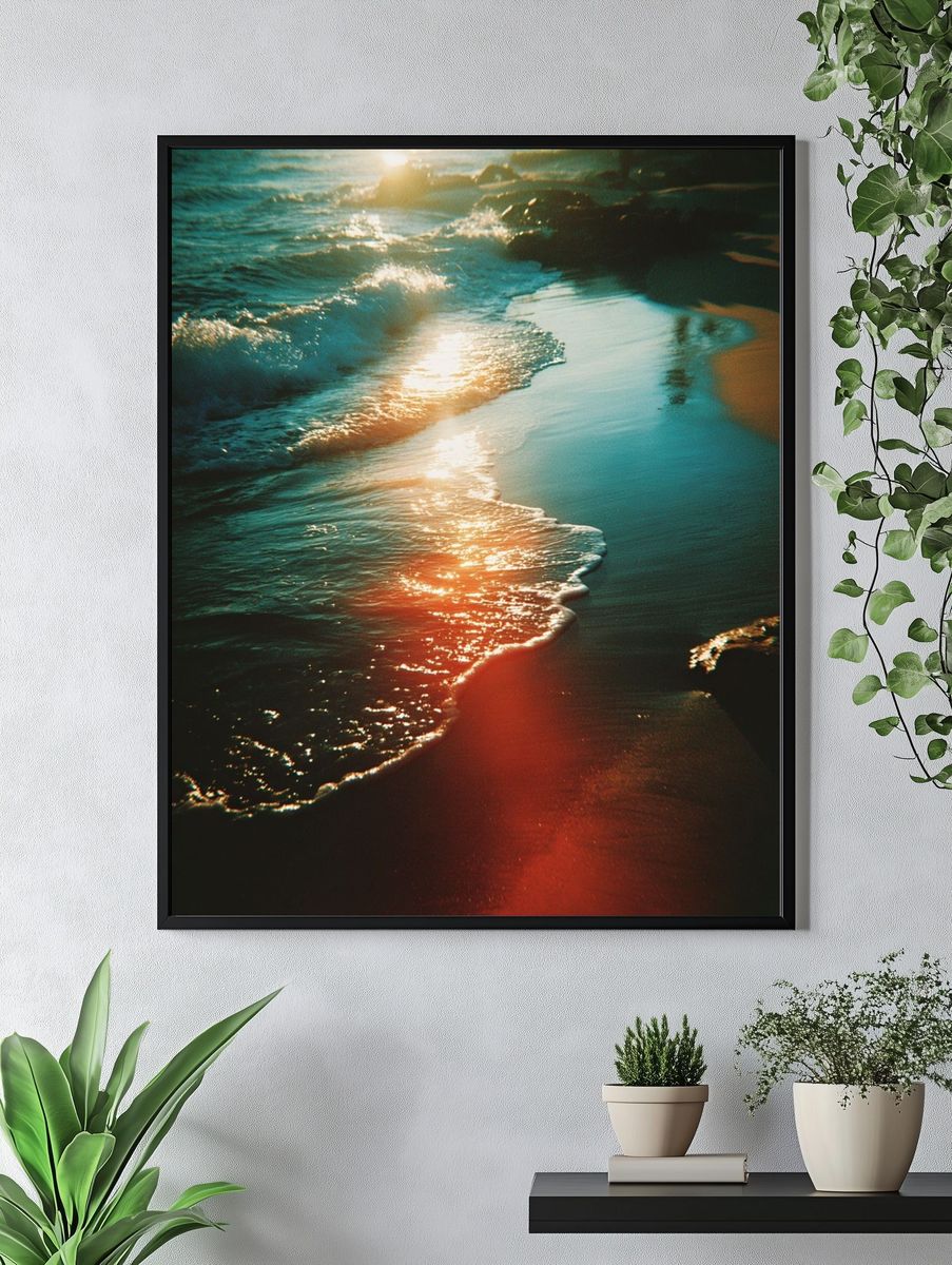 Sunset Waves — Photography Print. — room view 4