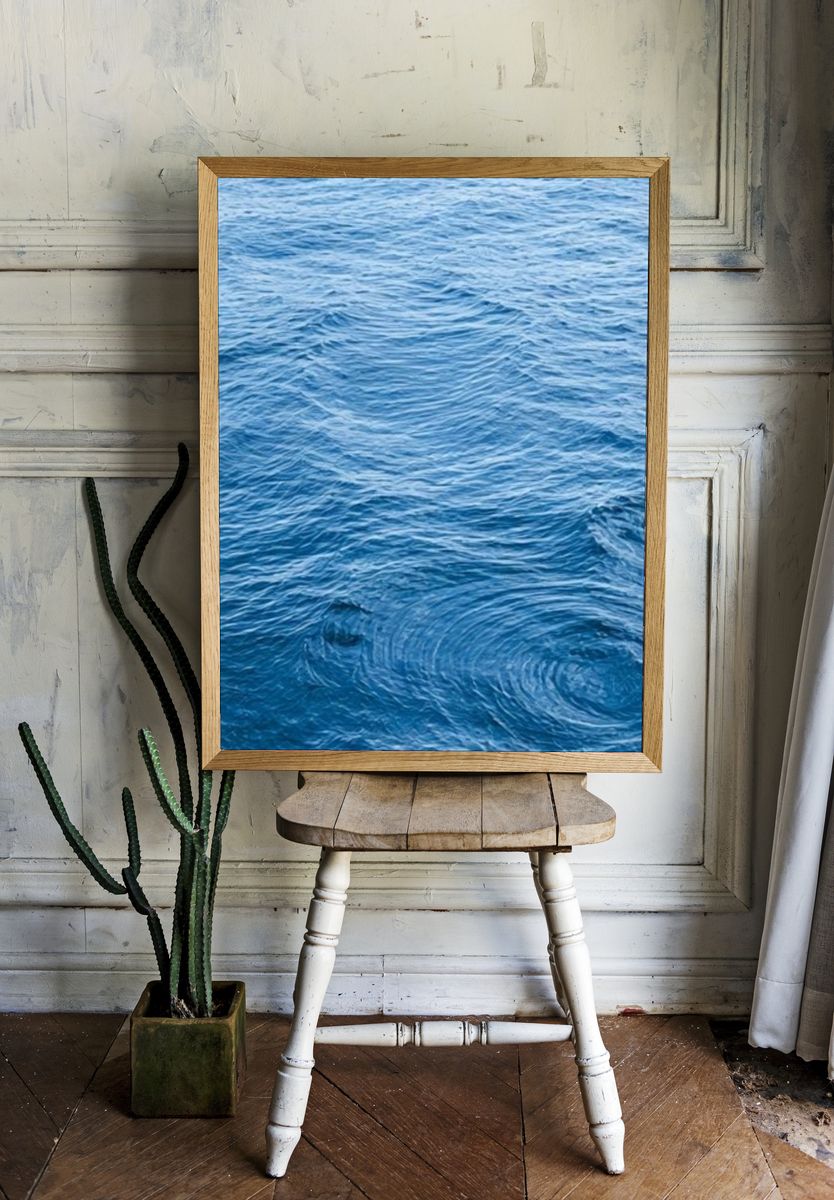 Blue Ocean Ripples Photography Poster. room preview