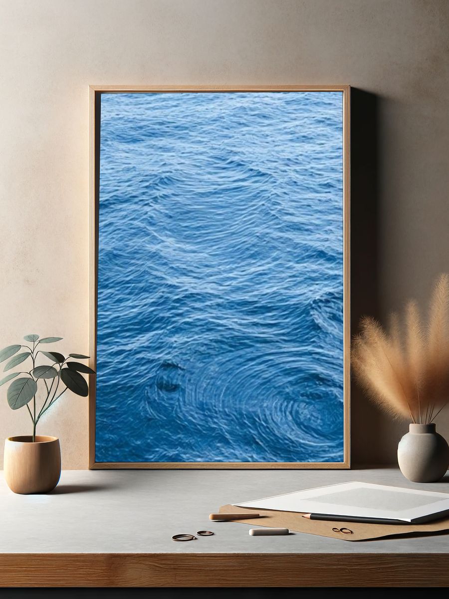 Blue Ocean Ripples Photography Poster. — room view 2