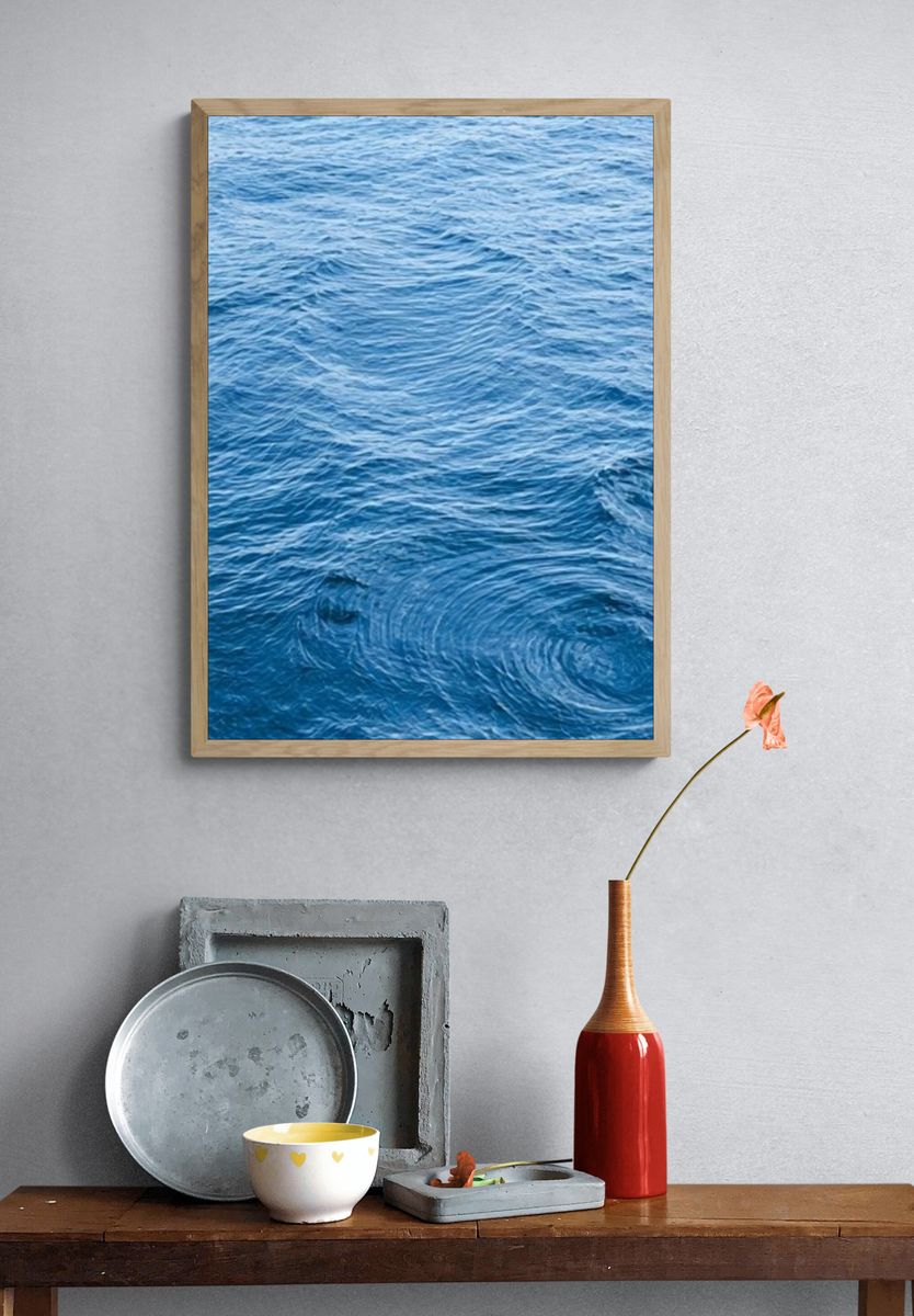 Blue Ocean Ripples Photography Poster. — room view 3