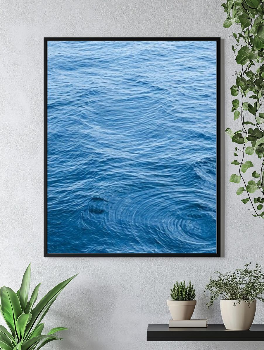 Blue Ocean Ripples Photography Poster. — room view 4