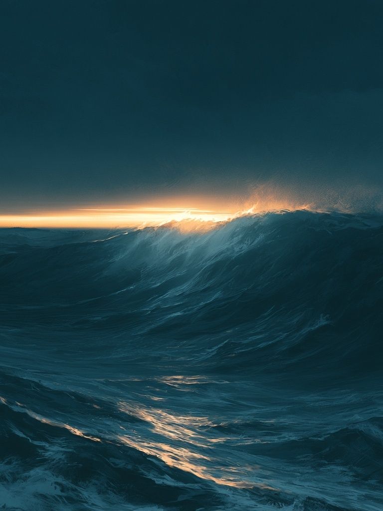 Ocean Sunset Wave Photography Poster. poster detail