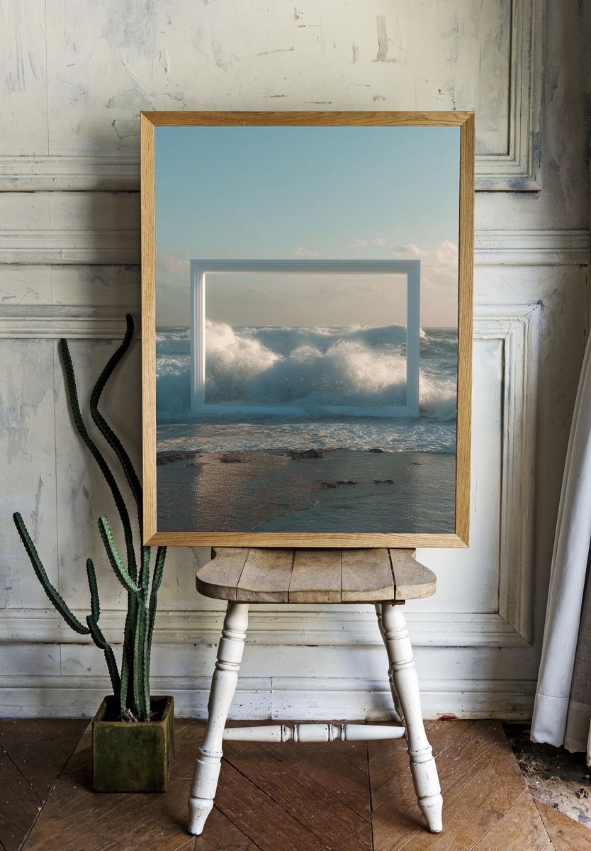 Ocean Window Surrealism Print. — room view 1