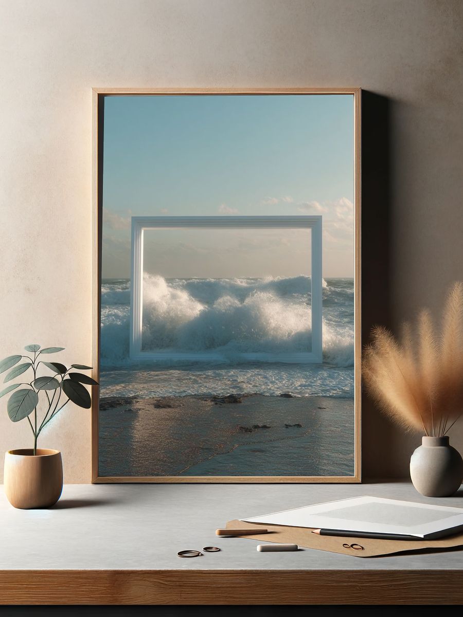 Ocean Window Surrealism Print. — room view 2