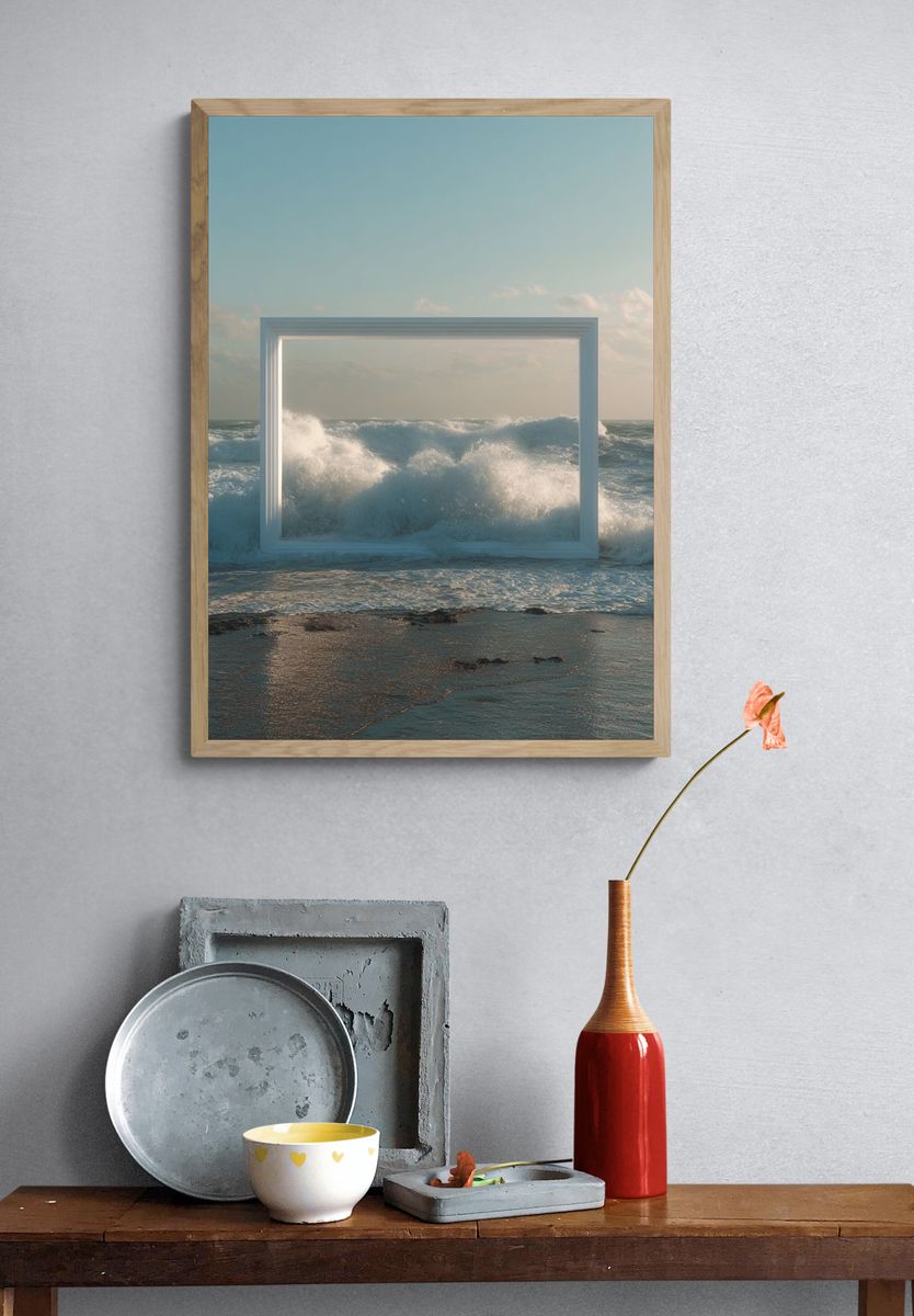 Ocean Window Surrealism Print. — room view 3
