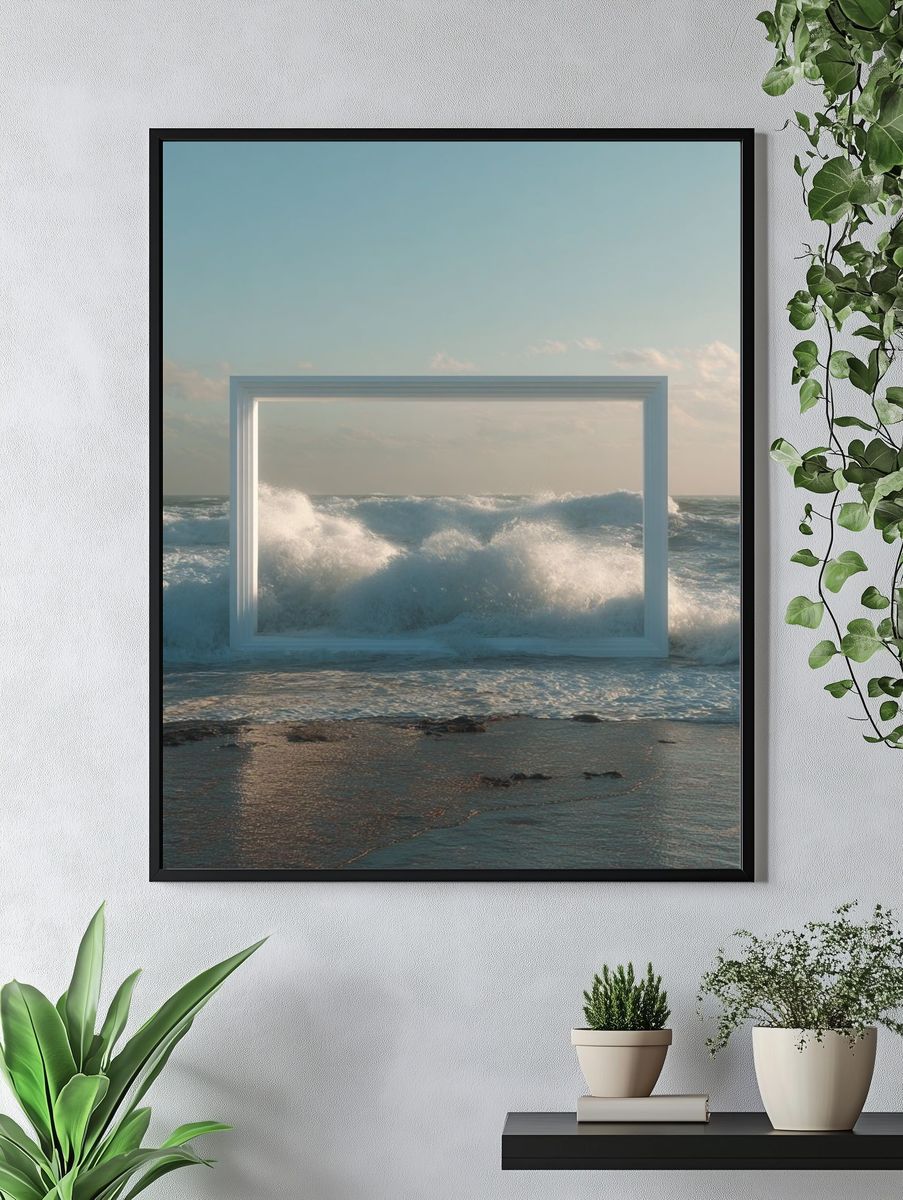 Ocean Window Surrealism Print. — room view 4