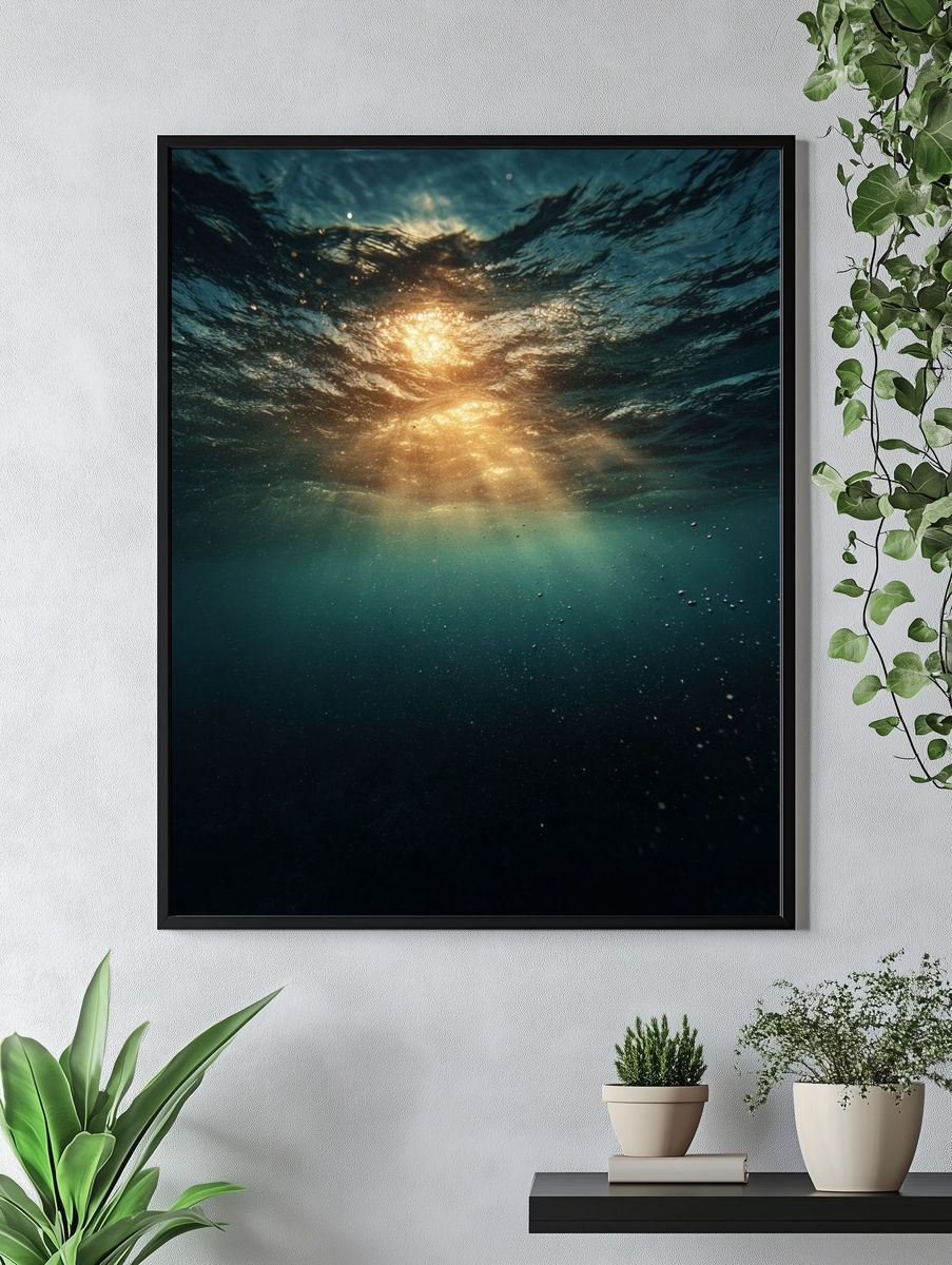 Underwater Sunlight — Ocean Photography Poster. — room view 4