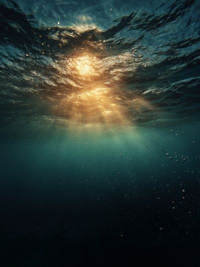 Underwater Sunlight — Ocean Photography Poster. poster