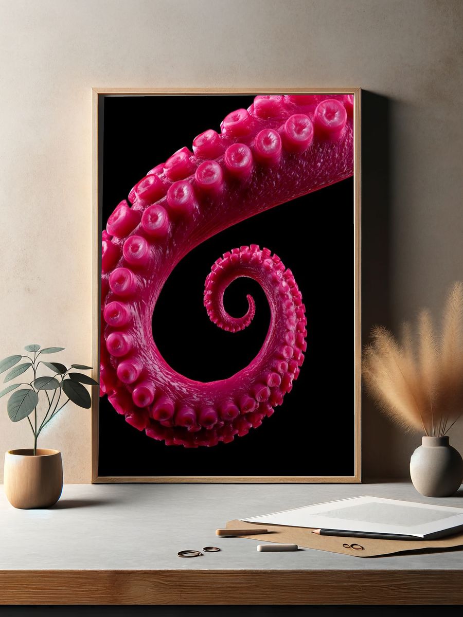 Magenta Octopus Tentacle Abstract Print. — room view 2