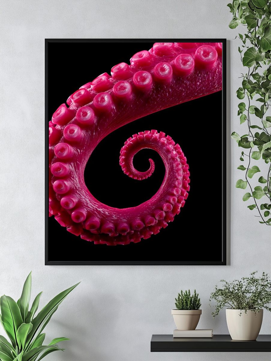 Magenta Octopus Tentacle Abstract Print. — room view 4